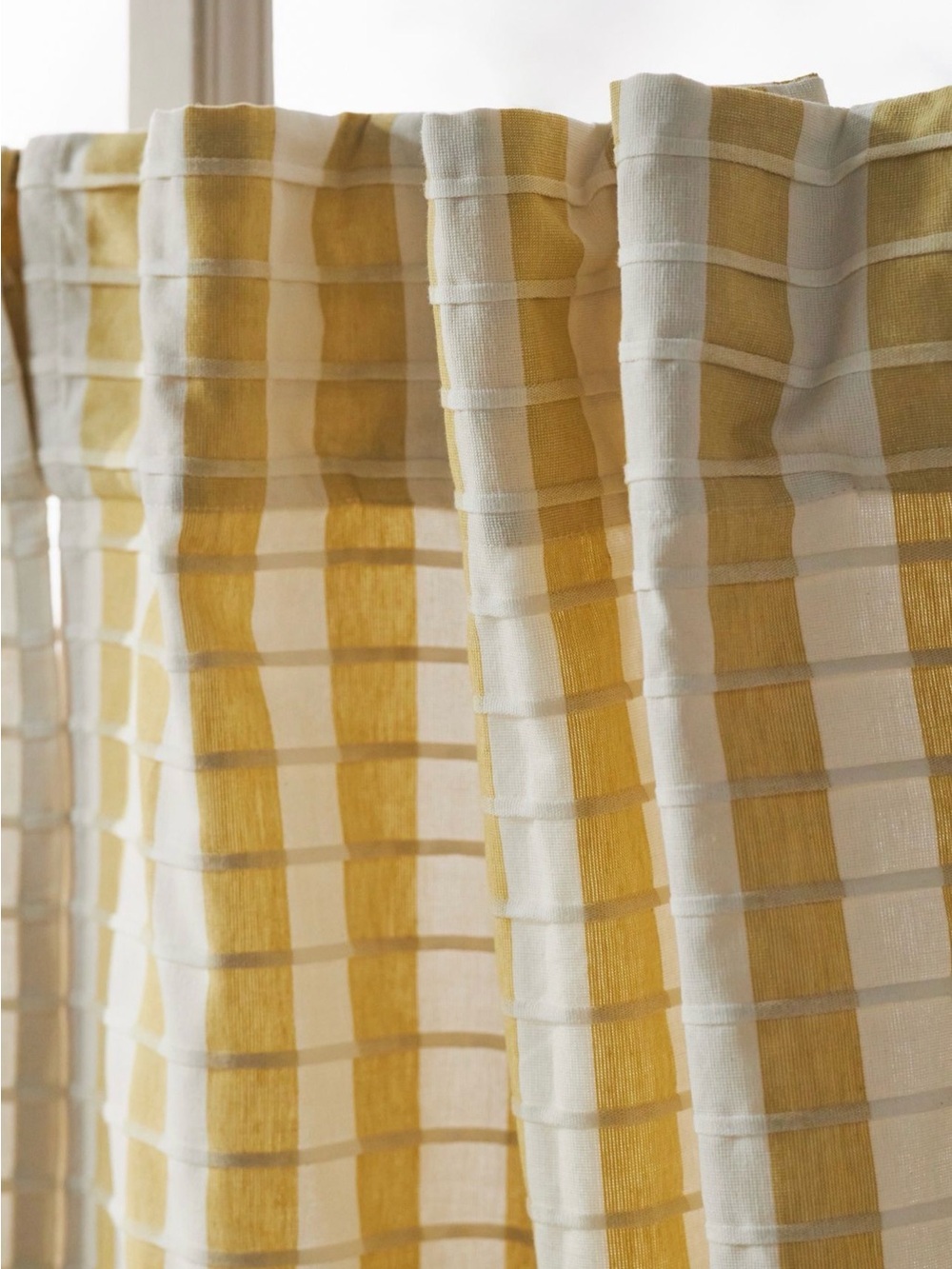 Anthropologie Cotton Woven Striped Cafe Curtains 1 Pair -= 2 Panels 36”x25” - Picture 2 of 5